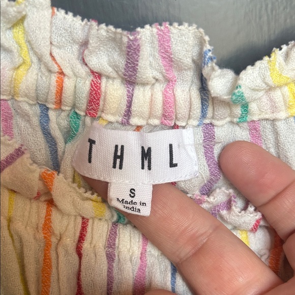 THML Multicolor Striped Ruffle Top size small - Picture 2 of 4